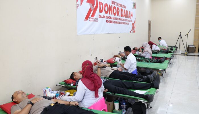 Menyambut HUT Bhayangkara Ke-79, Polresta Bandara Soetta Gelar Donor Darah