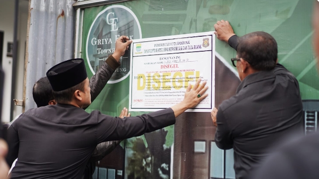 Satgas Yustisi Kota Bandung Stop Proyek Griya Elok Townhouse