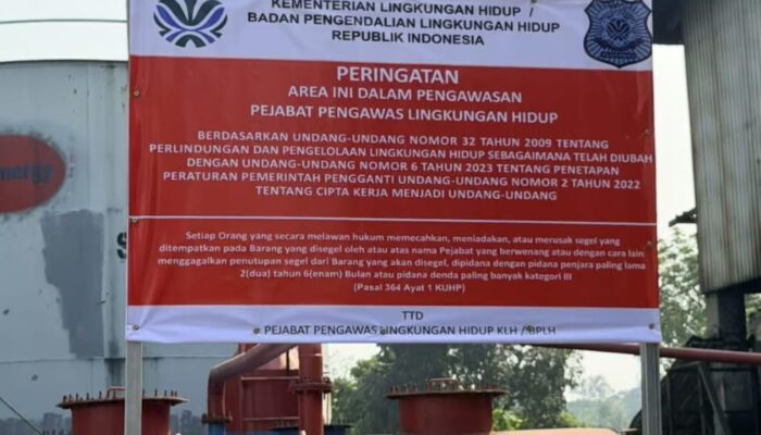 Kementerian LH Segel Pabrik Pengolahan Oli Bekas di Tangerang