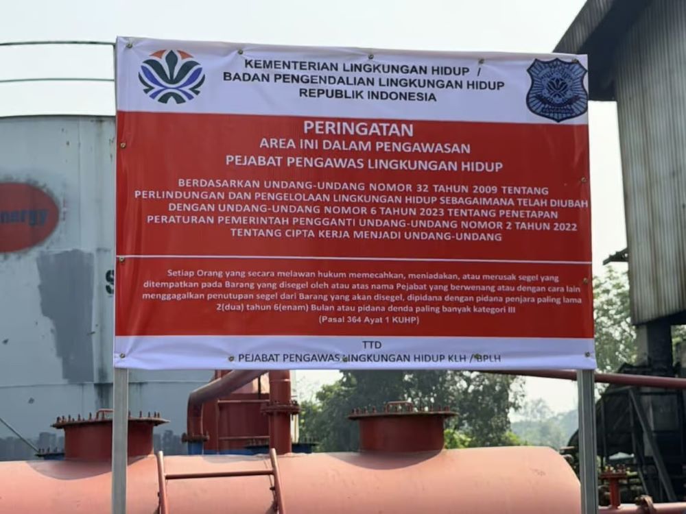 Kementerian LH Segel Pabrik Pengolahan Oli Bekas di Tangerang